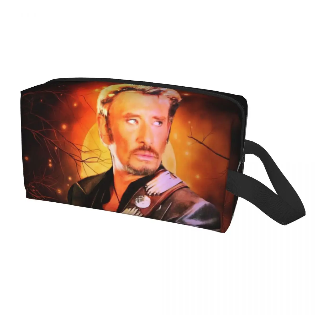 

Rock Johnny Hallyday Travel Cosmetic Bag for Women Rock French Singer Toiletry Makeup Organizer Lady Beauty Storage Dopp Kit
