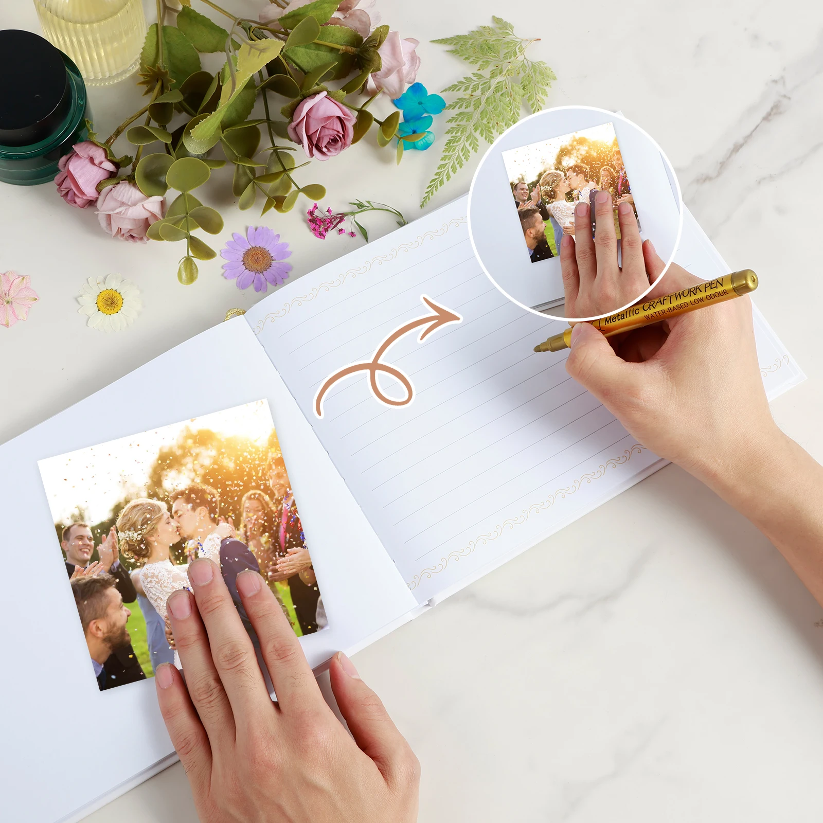 Personalized Wedding Guest Book Simple Elegant Wedding Party Reception Signature Book DIY Photo Gifts