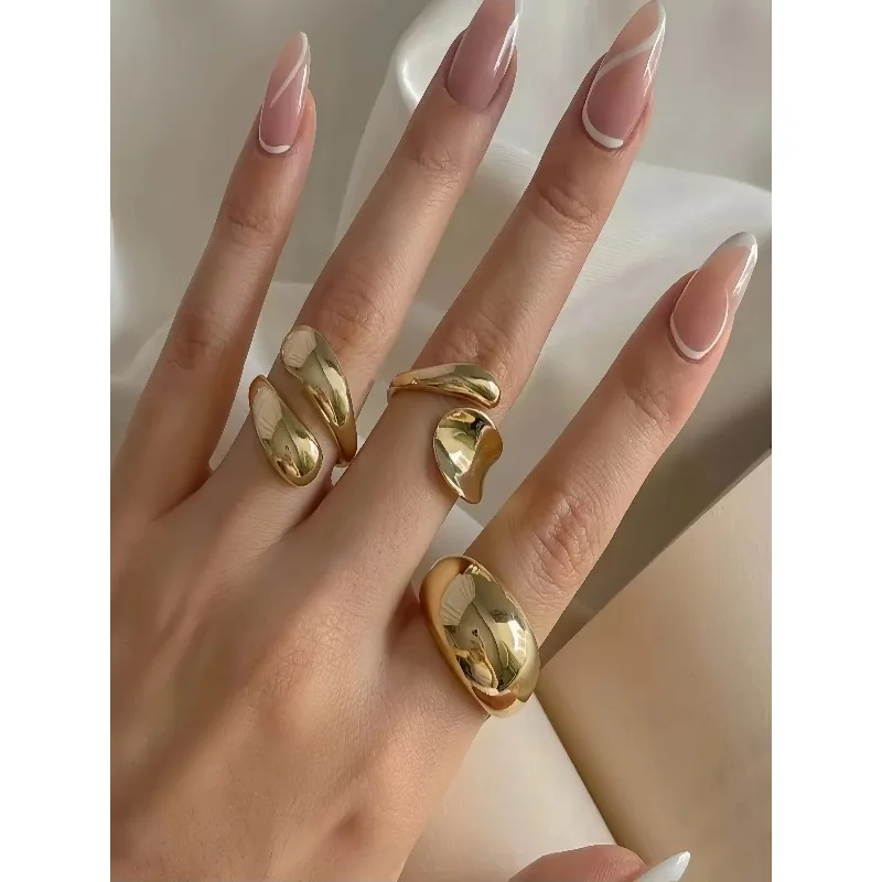 Womens Open Ring with Irregular Metal Flower Design