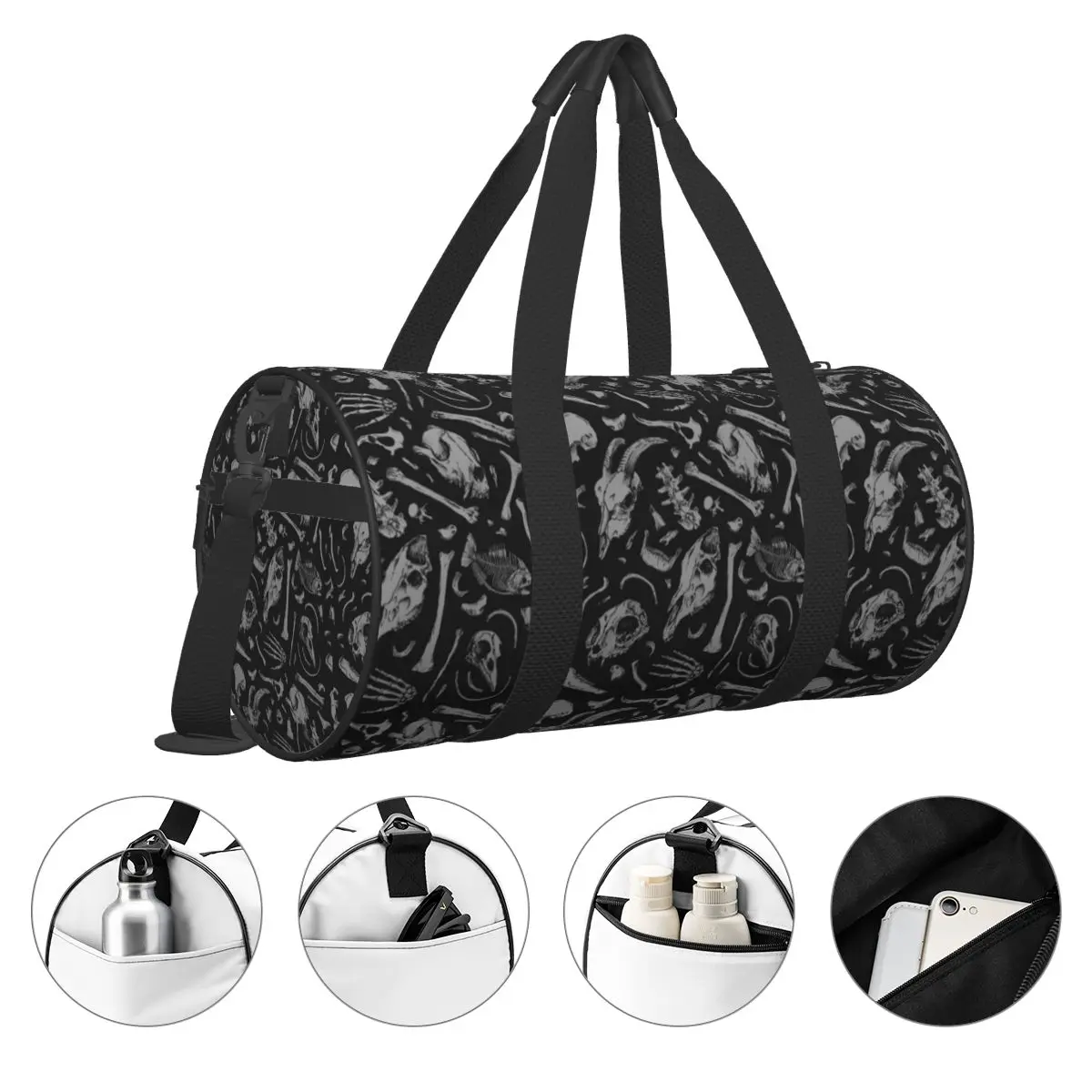Bones Sports Bags Skull Dark Deniart Travel Gym Bag with Shoes Graphic Handbags Men Design Outdoor Fitness Bag 3