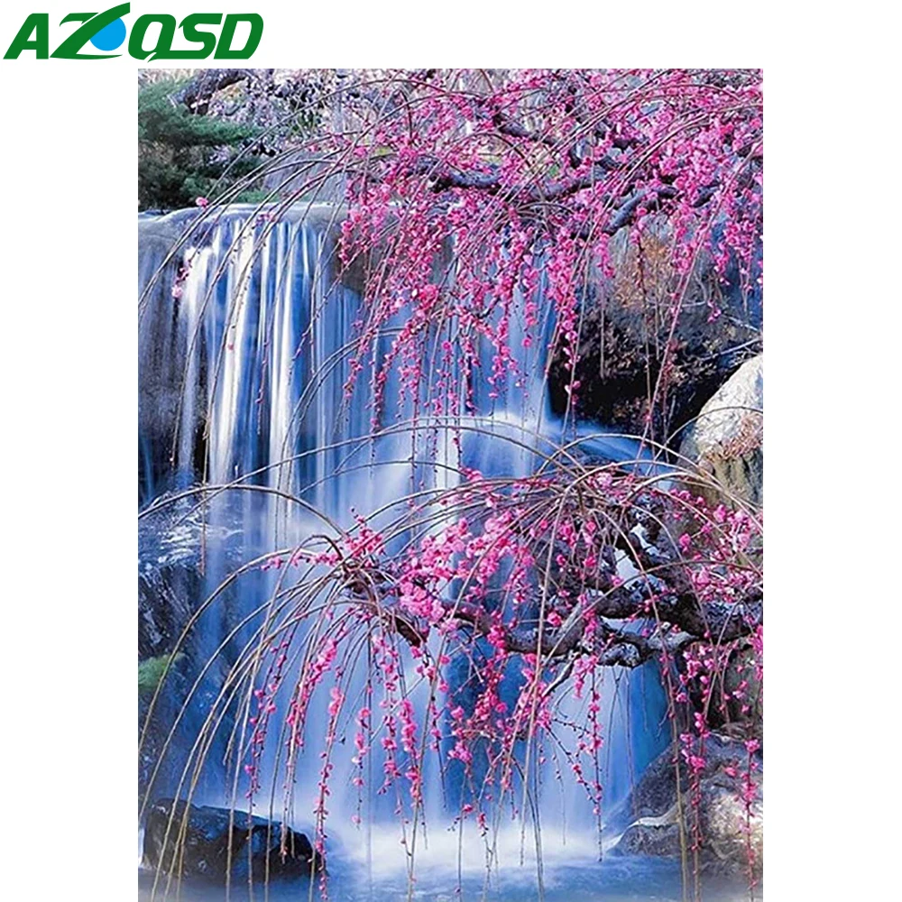 

AZQSD 5d алмазная картина водопад пейзаж мозаика картина Стразы Алмазная вышивка пейзаж лес дерево подарок ручная работа