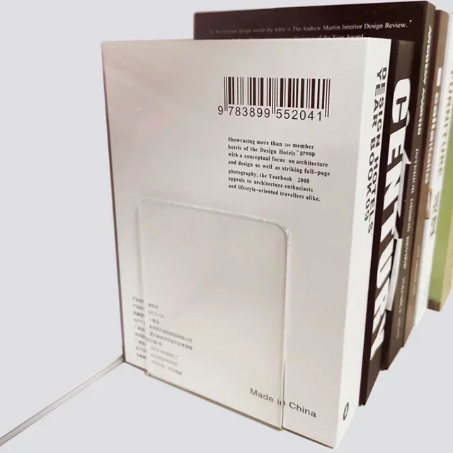 1PC Transparent Acrylic Bookends Stand Bookshelf Desktop Decorative Storage Rack Bookend Book Holder Organizer School Stationery 4