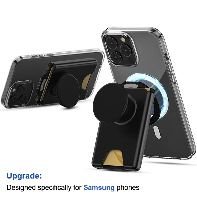 محفظة مغناطيسية مطورة من Grippopso مع قبضة متوسعة لسلسلة Samsung Galaxy S25/S24 لنماذج iPhone 17/16/15/14/13/12