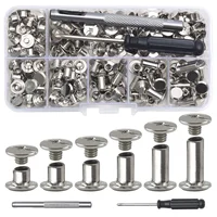 Chicago Screw Leather Rivets Assorted Screw Rivets M5 Chicago Binding Screws for Decorating PU Craft Belts(110PCS)A 1