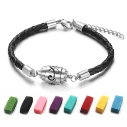 Vintage Hollow Out Aromatherapy Leather Bracelet with Essential Oil Diffuser Charms (10PCS)
