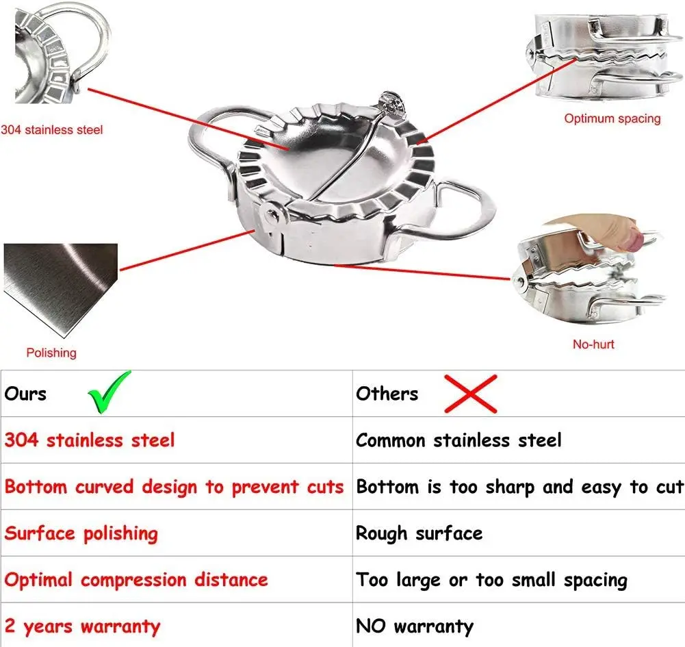 Sb5c49b77578148d6bb5a0edd360dc8aeT Stainless Steel Dumpling Maker Dumpling Skin Mold Ravioli Maker Press Pie Making Press Wrapper Pastry Maker Kitchen Accessories