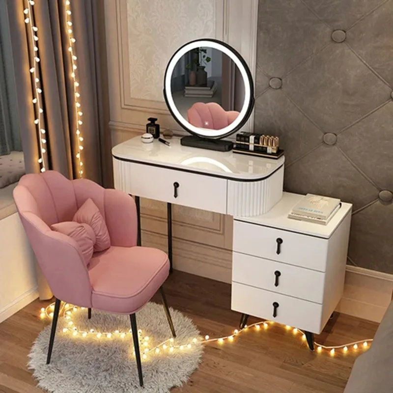 

Light Mirror Dressing Table Container Storage Bedroom Luxury Dressers Drawer Princess Charm Tocador Maquillaje Home Decoration