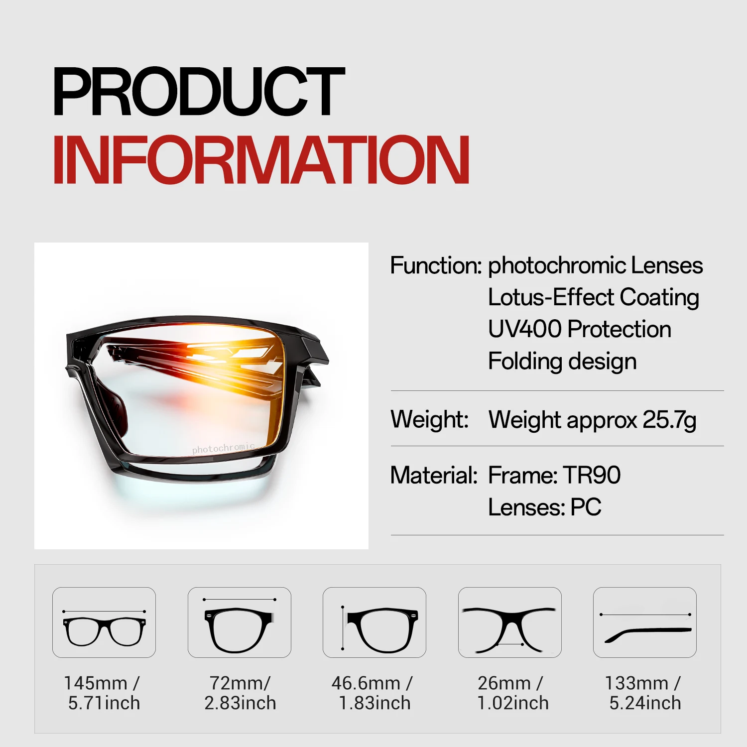 SCVCN Portable Folding Hiking Eyewear Sunglasses for Men Photochromic Cycling Glasses Bike Women Sports Goggles MTB Racing UV400