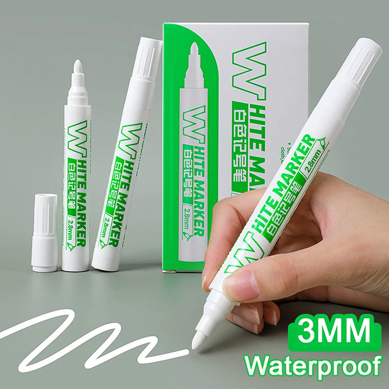 

1/3pcs 3mm White Marker Pen Alcohol Paint Oily Waterproof Tire Painting Graffiti Pens Gel Pen for Fabric Wood Leather Marker