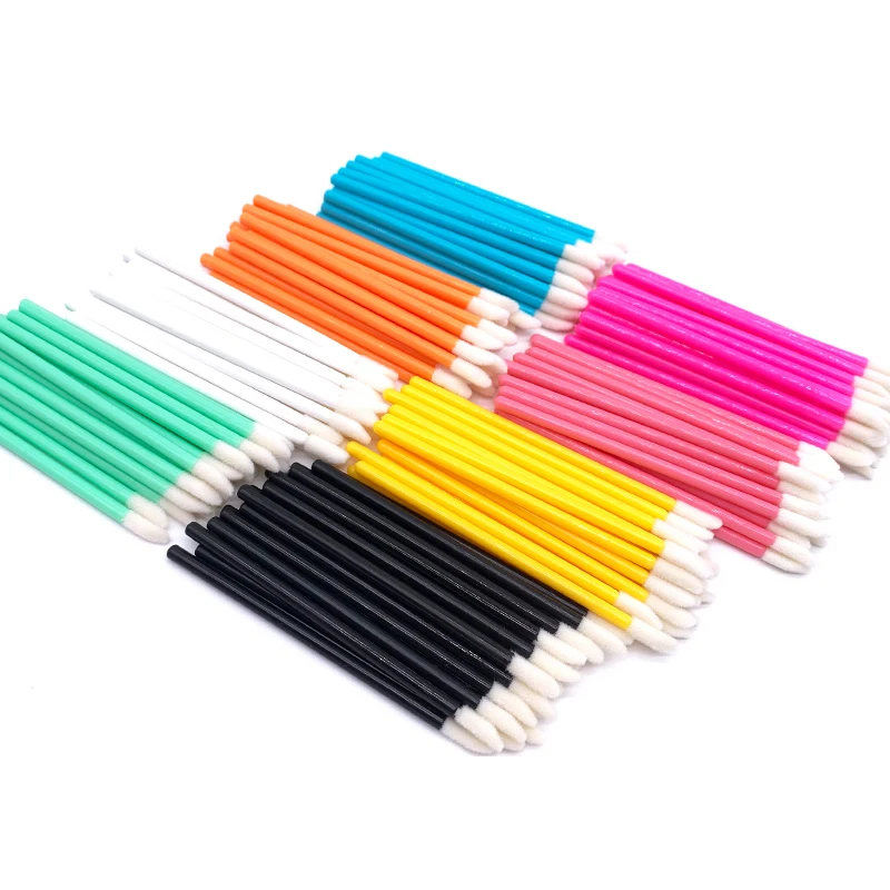 

50 PCS flocked disposable lip gloss brush applicator lipstick wand makeup tools
