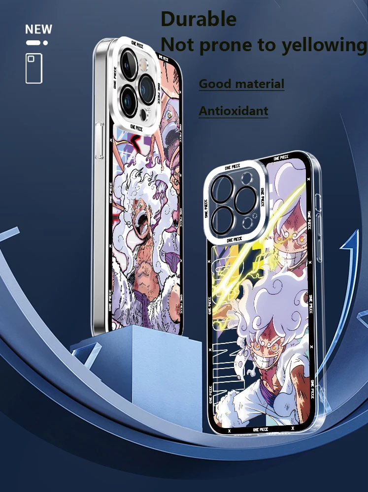 Anime One Piece Clear Case for iPhone 15 14 11 Pro Max 13 12 Mini XR XS X 8 7 6 6S Plus SE 2020 Soft Silicone Shockproof Cover