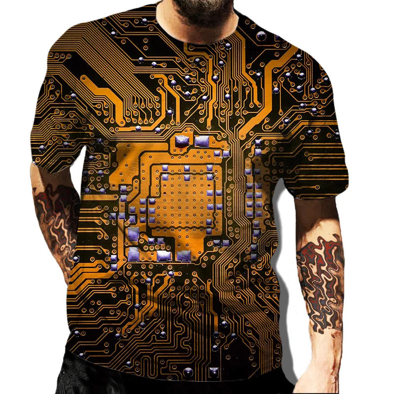 

Fashion CPU Processor Circuit Diagram Print T Shirt For Men Summer Casual O-Neck Short Sleeve Hip-Hop Oversize Clothes Top 6XL