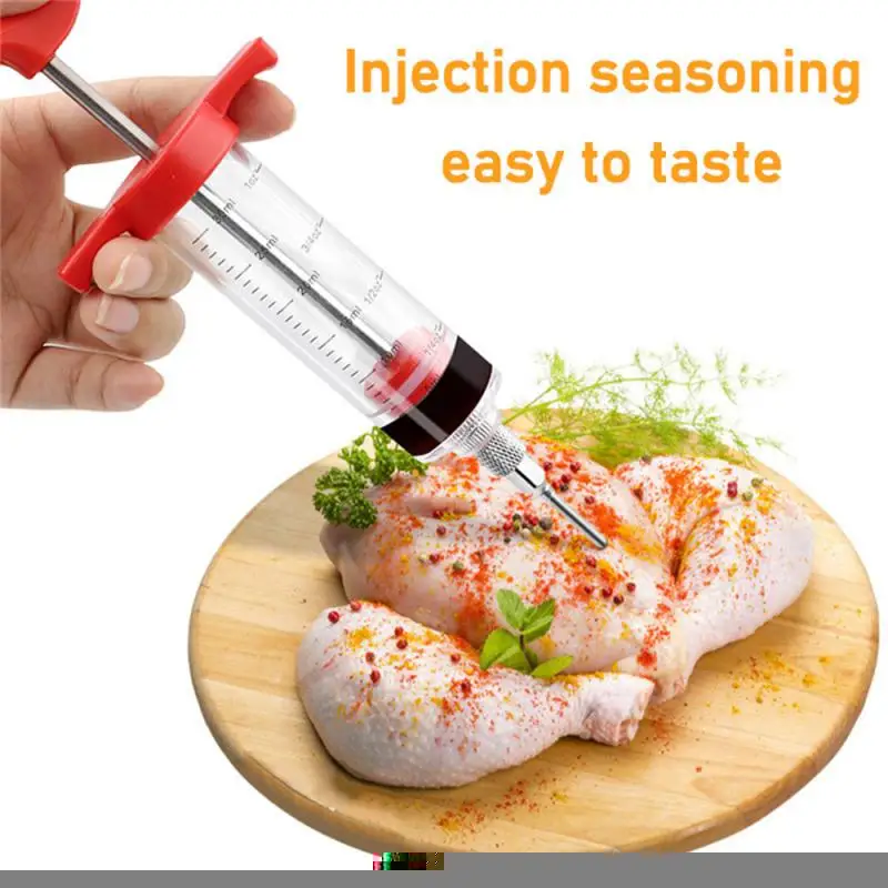 Flavor Needle BBQ Meat Syringe Marinade Injector Pork Steak Meat Sauces Syringes 1 Stainless Steel Needles Kitchen Tools spice syringe set