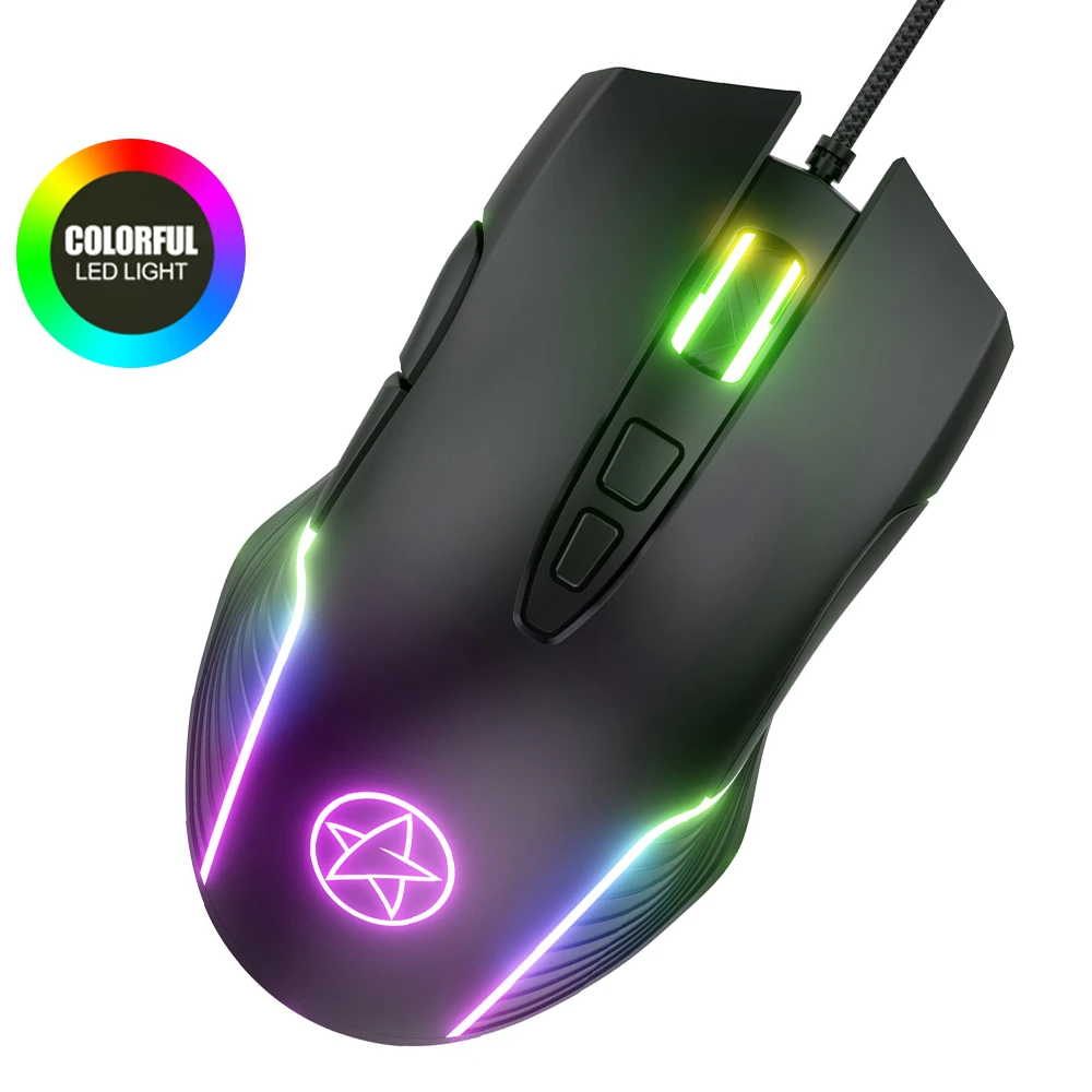 cool computer mouse Wired Gamer Mouse 7 Buttons Lighting ABS Material Frosted Feel Optical 6400 DPI Mice Gaming Mouse For Computer Desktop Laptop PC laptop mouse