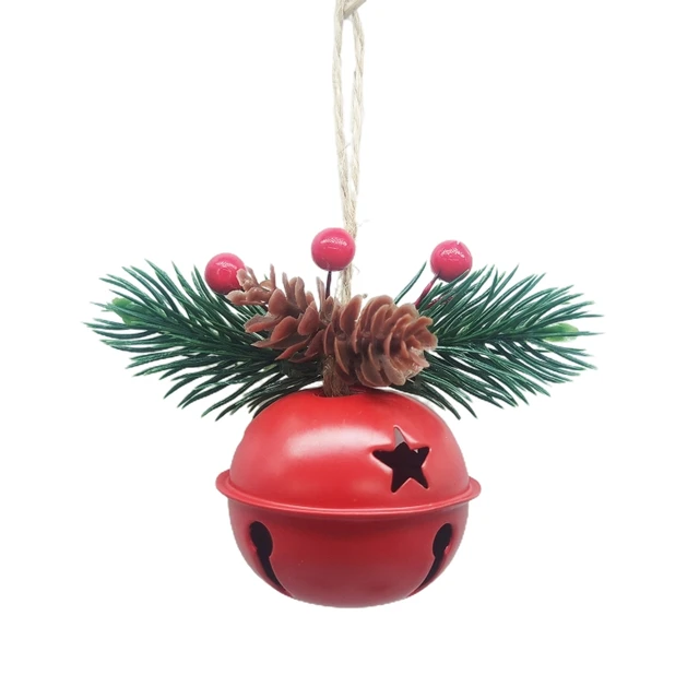 6 pçs vermelho branco verde natal jingle bell ornamentos, fontes