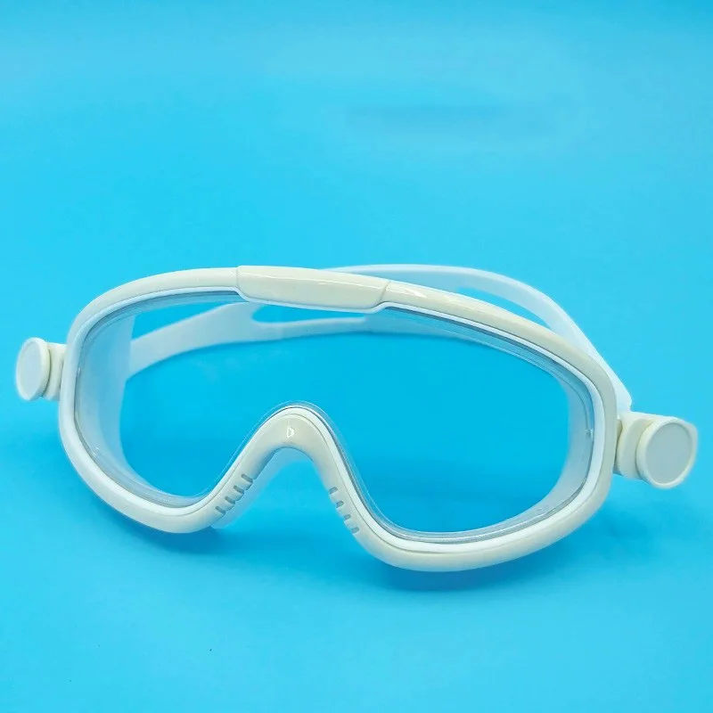 Hot selling children's large frame swimming goggles for foreign trade, waterproof, anti fog, flat light, and colorful goggles 2
