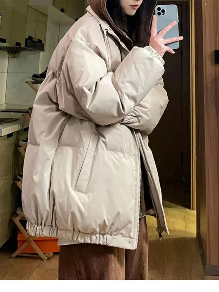 

2023 New Women Black Down Jacket Coats Letter Hooded Streetwear Windproof Thicken Duck Down Feather Female Puffer Winter Outwear