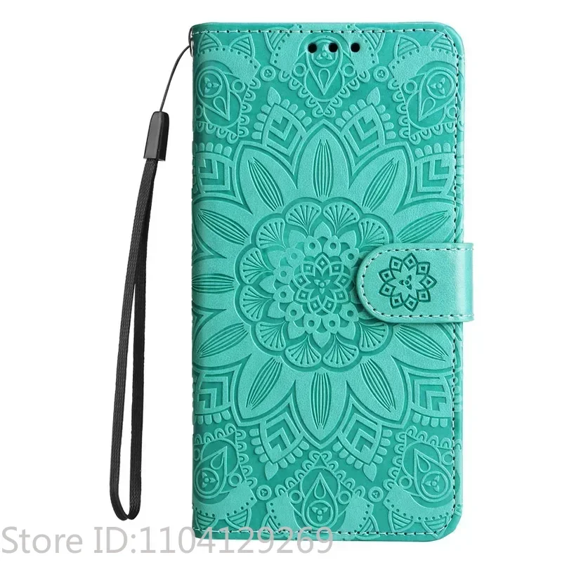 Elegant 3D Sunflower Luxury Wallet Flip Case - Shockproof PU Leather Phone Cover
