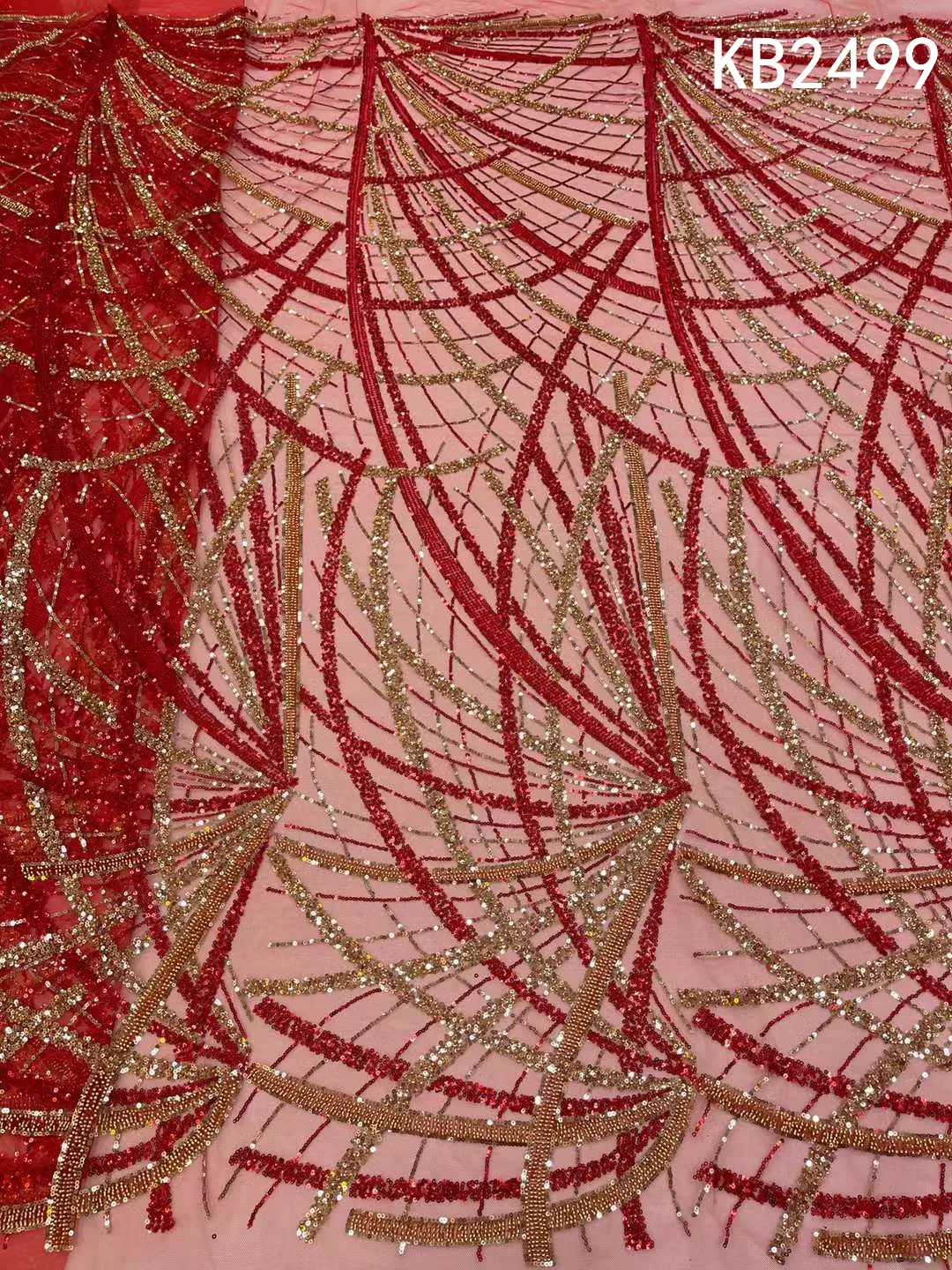 

Gold Sequence Beads French Lace Fabric Africa Lace Fabric High Quality 2023 Black Beaded Lace Fabric For Wedding Sewing KB2499