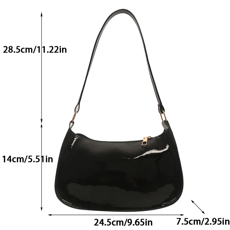 Vintage Patent Leather Shoulder Bag Fashion Women's Handbags Casual Designer Hobos Underarm Bag