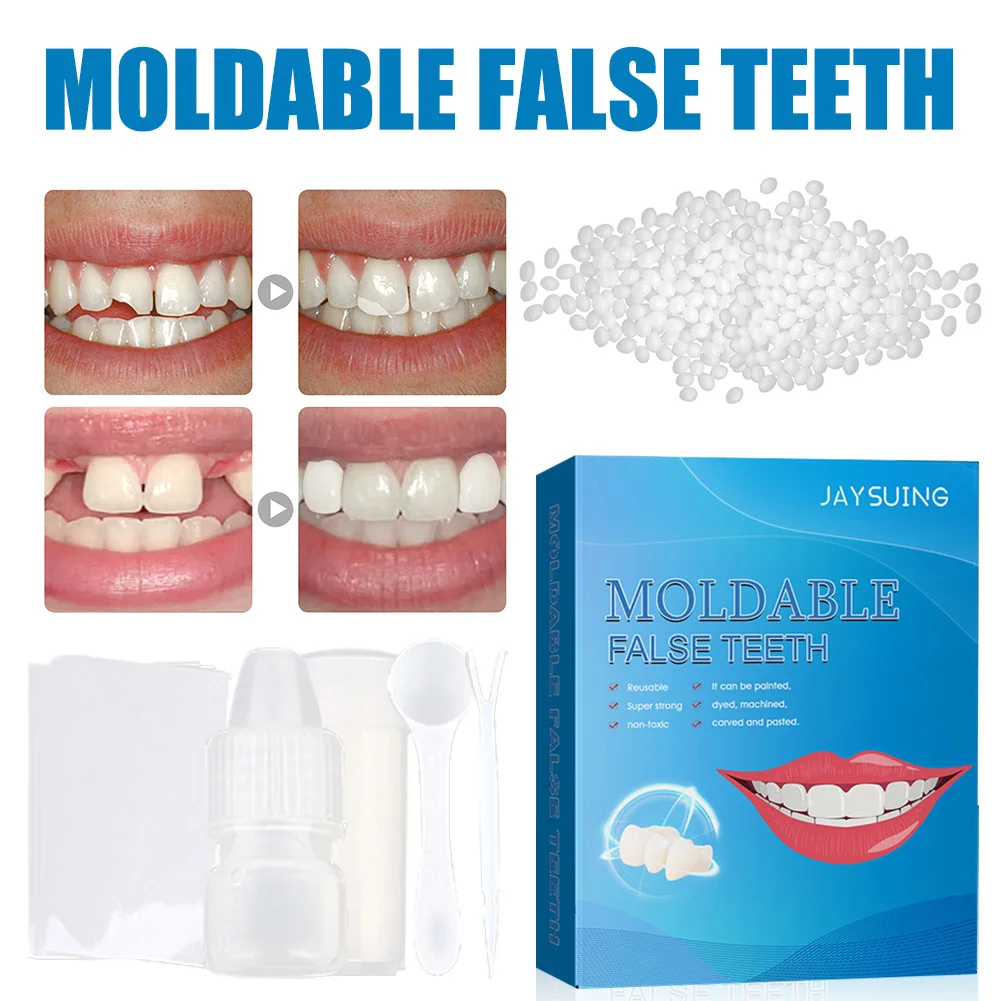 15g Solid Gel Gaps False Teeth Solid Glue Denture Adhesive Beads for Fake Teeth for Women Men Mjuan Temporary Tooth Repair Kit Replacement 