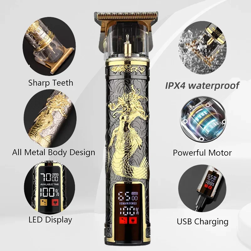 Hair Clipper Heavy Metal Hair Cutting Machine for Men Barber Shop Trimmer Mower Electric Shaver Haircut Beard Trimmer