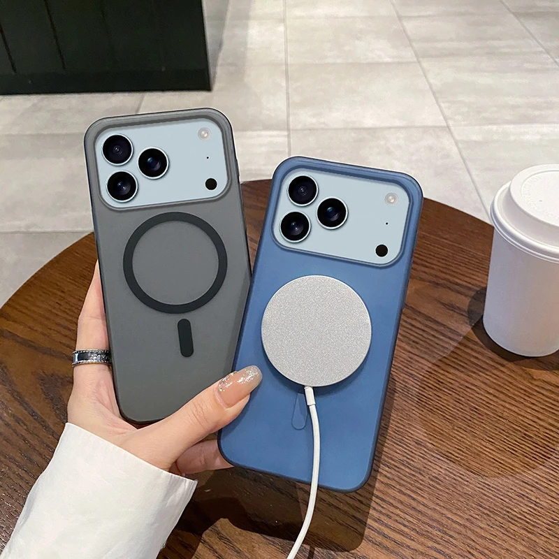 Sleek Ultra Thin Matte Hard Translucent Magnetic Wireless Charging Case