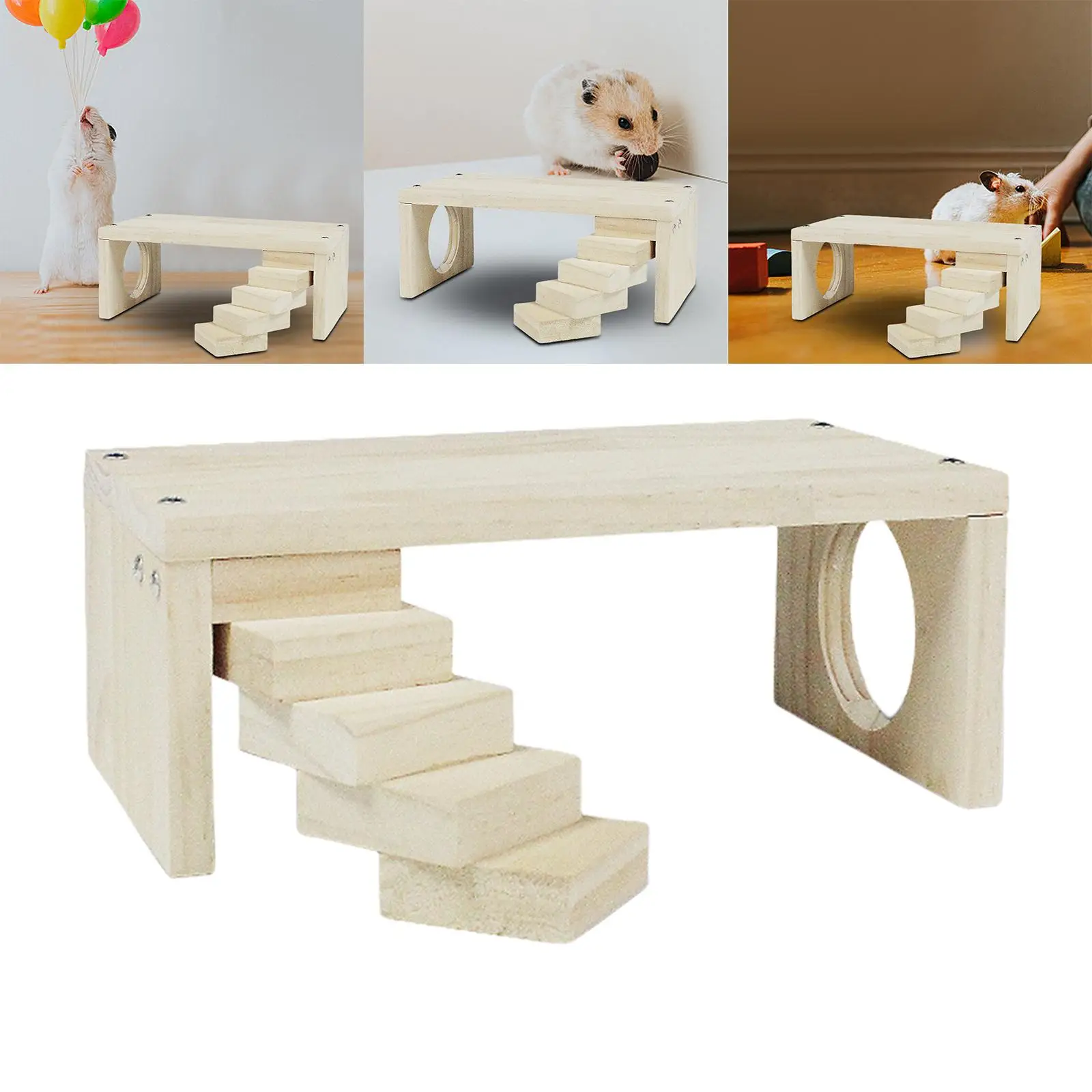 Wooden Hamster Platform Cage Stairs Landscaping Small Animal Climb Parakeet