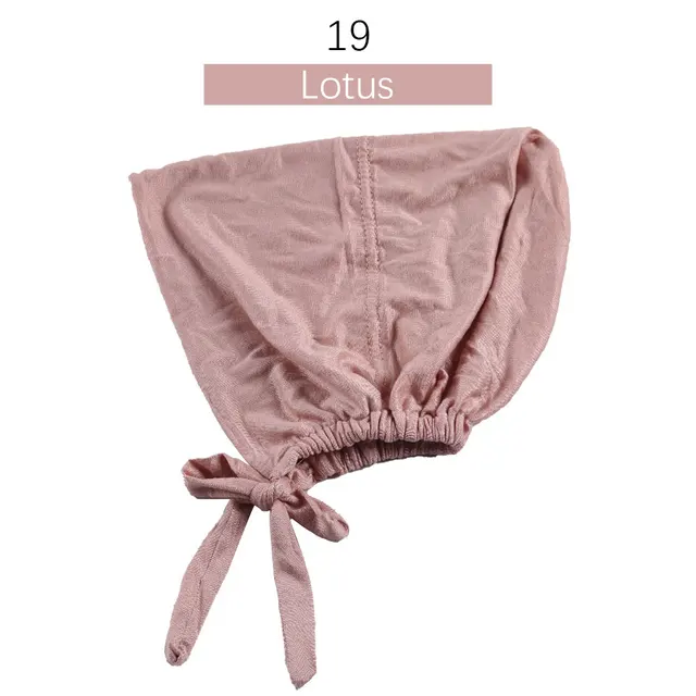 Muslim Women Elastic Tie Back Inner Hijab Caps Cotton Jersey Stretch Underscarf Modal Bonnet Headwrap Turbante Mujer 19
