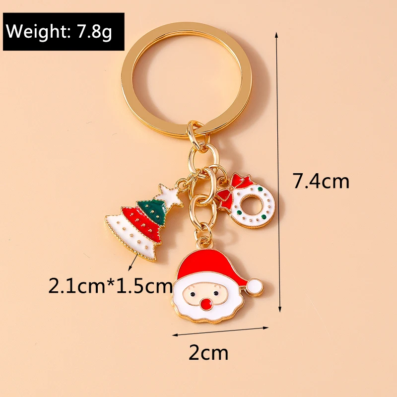 Mode Frohe Weihnachten Baum Schneemann Santa Claus Schlüssel bund für Auto Schlüssel Festival Geschenke für Frauen Männer Handtasche Anhänger Schlüssel anhänger – Detail 16