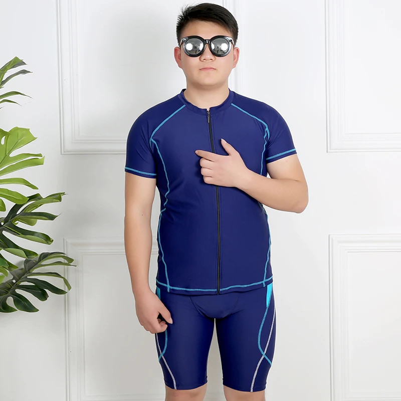 Men's Split Swimsuit Short-sleeved Beach Water Sports Snorkeling Swimming Surfing Suit Plus Size Sunscreen Quick-drying