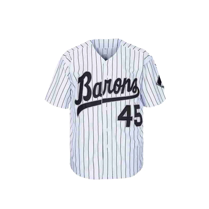 baseball jerseys BARONS 45 Sewing embroidery Outdoor sportswear Hip hop culture black White black stripe Big size