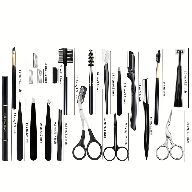 2-17 PCS Eyebrow Trimmer Set Eyebrow Razor Scraping Comb Razor Clip Scissors Tweezers Makeup Tools Sets