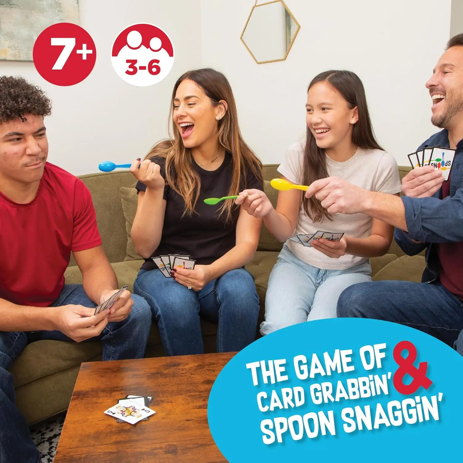 Spoons in a Case: Fast-Paced Card Game for Family Game Night, Ages 7+, 3-6 Players, Travel-Friendly 2