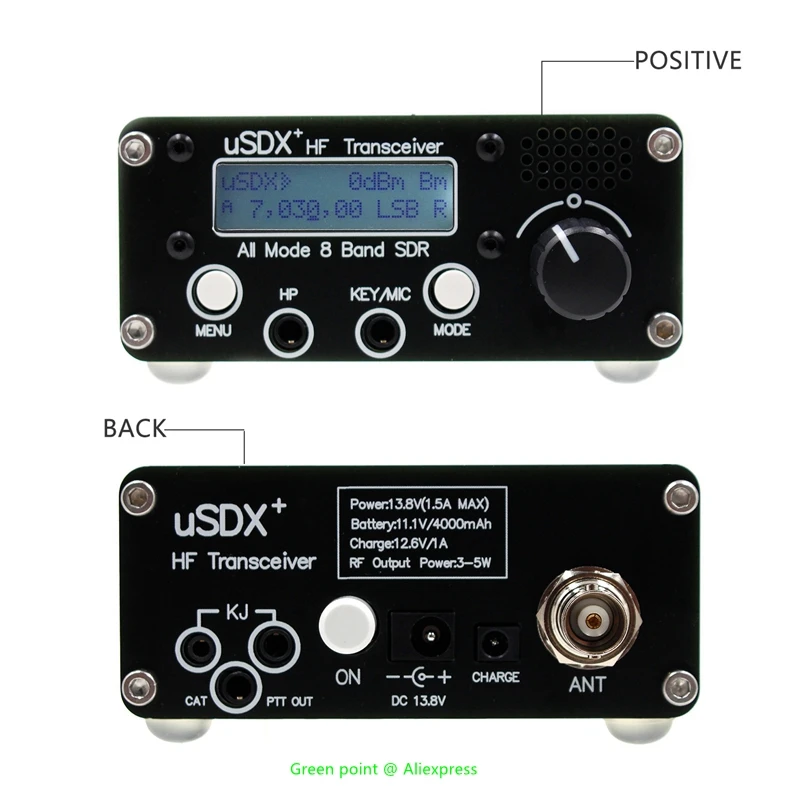 USDR USDX+ Plus V2 10m/15m/17m/20m/30m/40m/60m/80m 8 Bands SDR Full Mode HF SSB QRP Transceiver Upgrade Version Without Battery