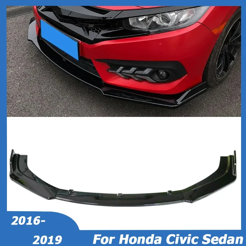 

For Honda Civic Sedan ONLY 2016-2019 Front Bumper Lip Spoiler Side Splitter Diffuser Cover Body Kit Deflector Car Accessories