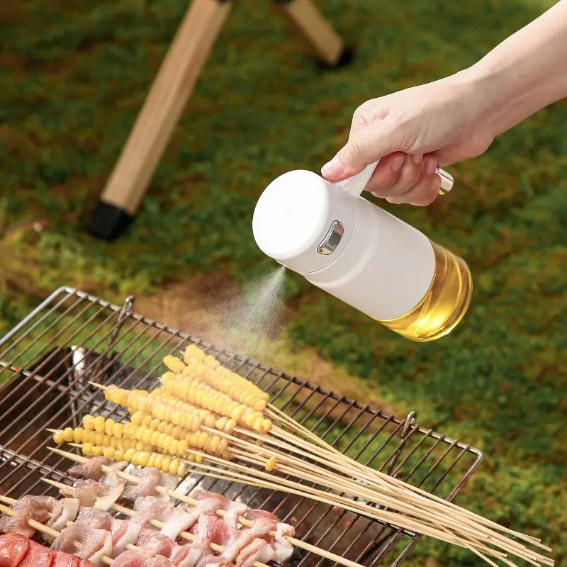 Oil Sprayer, 275ml kitchen Oil Bottle,Oil Cruet,Glass Dispenser for Salad Cooking Baking & Camping BBQ,Leak-Proof