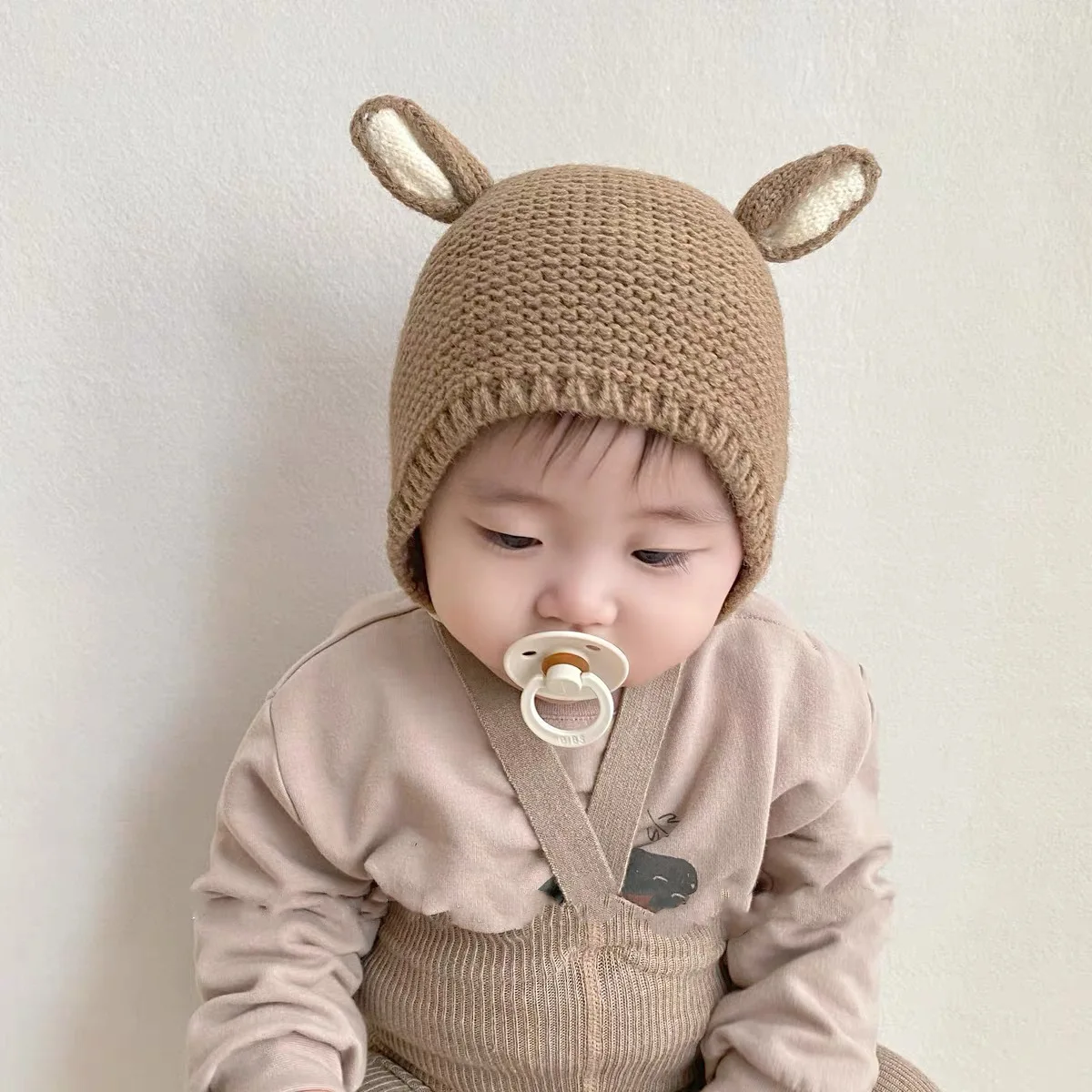 

Baby Cap Autumn Winter children's Knitted Ear Protection Hat Cute Little Ears Baby Woolen Pullover Caps Free Shipping