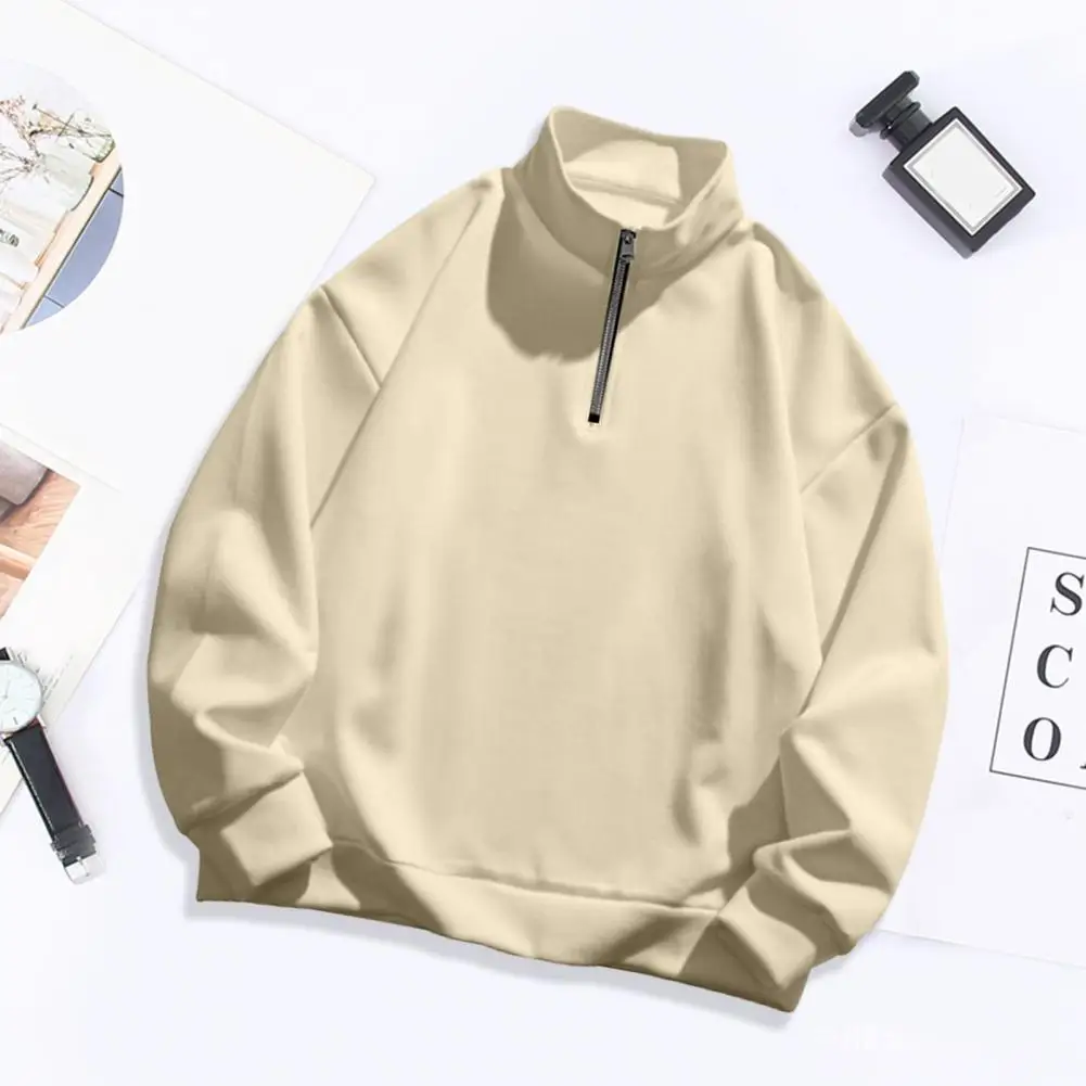 

Soft Men Sweatshirt Men's Spring Fall Half Zipper Stand Collar Sweatshirt Breathable Sports Casual Top with Soft Loose for Male