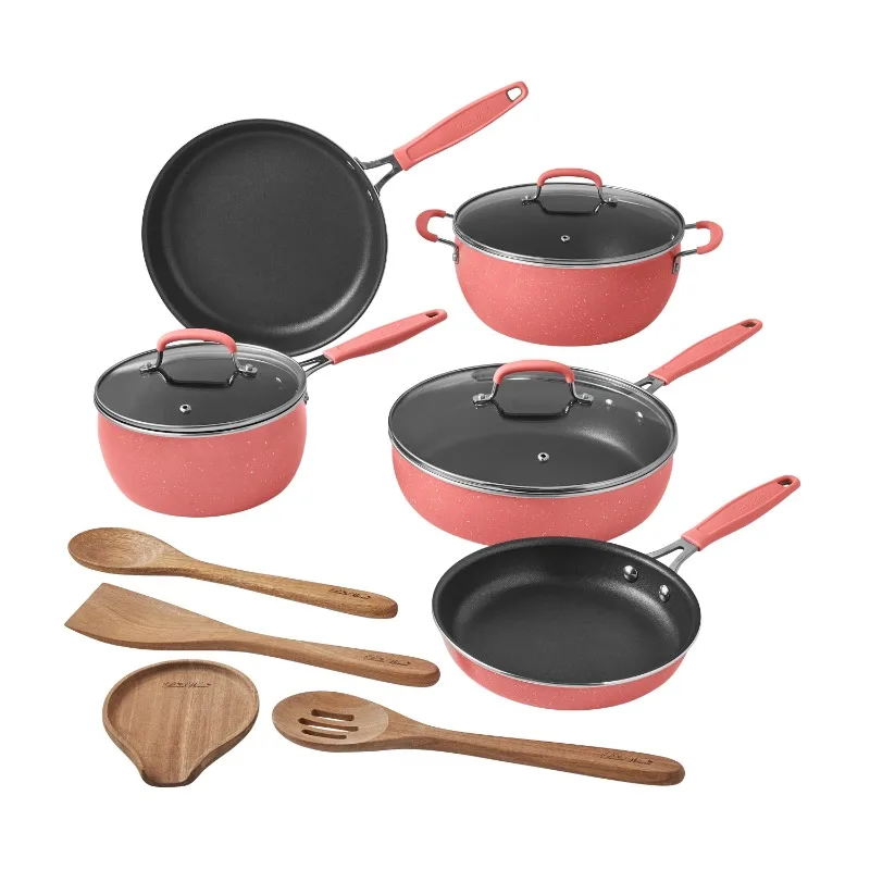 

Frontier Speckle 12-Piece Aluminum Cookware Set, Coral