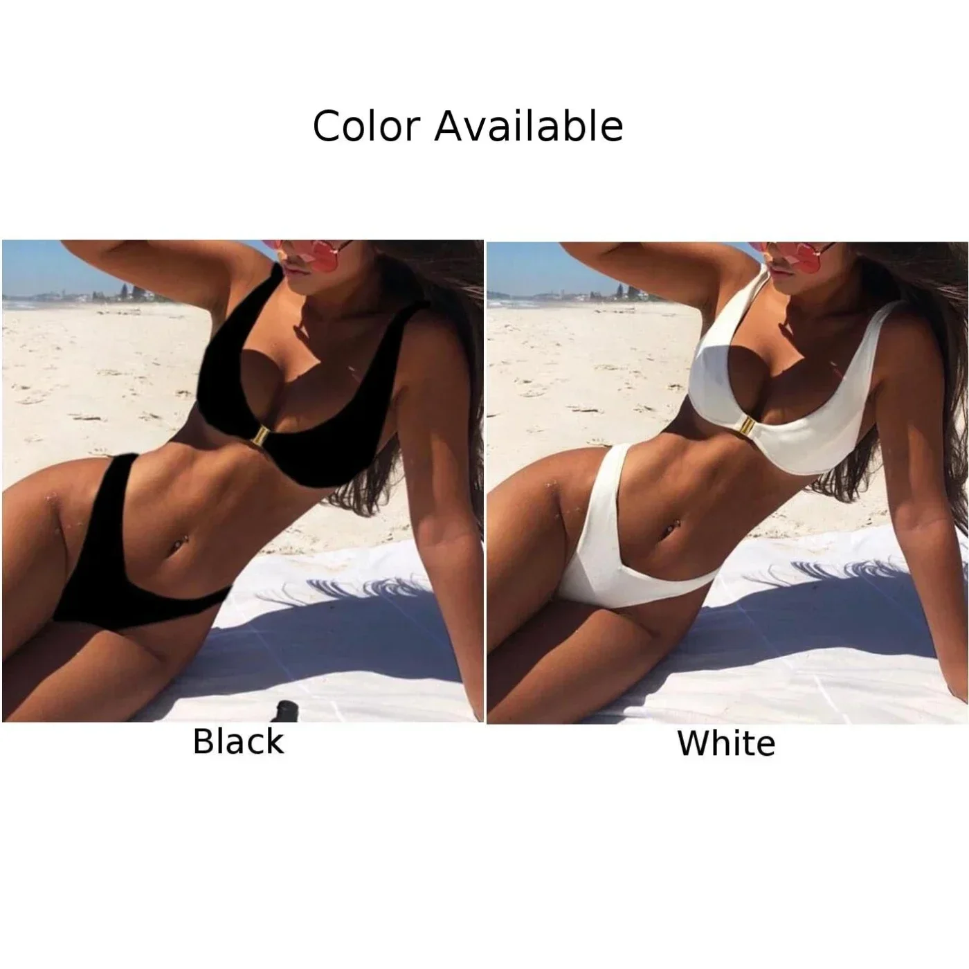 Sexy V-Neck Ribbed Bikini High Waist Swimsuit Women Solid Push Up Swimwear Female Bathing Suit Bikini Set Beachwear bikini set women swimwear bikini swimsuit