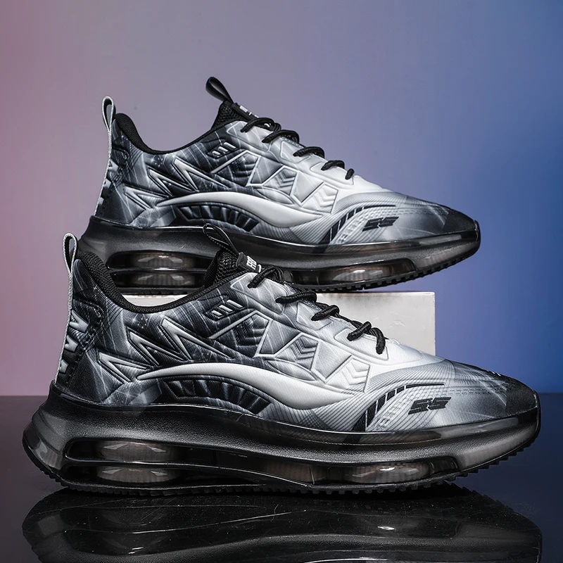 Men's Large Size Casual and Comfortable Running Sneakers, Durable Lace-Up Design, Suitable for Outdoor Sports and Daily Wear, Breathable Upper Air Cushion Soles Suitable for All Seasons