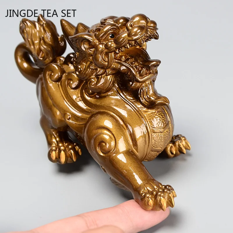 Creative Color-changing Tea Pet Lucky Pixiu Tea Table Decoration Chinese Tea Set Resin Ornaments Customized Teaware Supplies