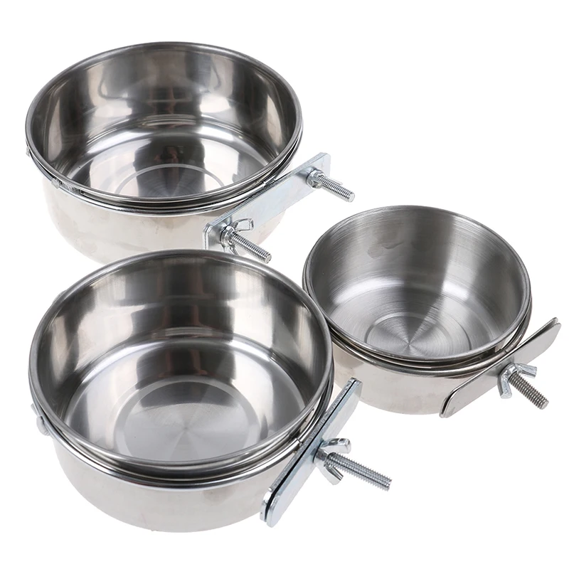 Pet Hanging Bowl Stainless Steel Dog &Cat Feeding Food Bird Water Dish Cage Bowl parrot feeding bowl,pet water feeder