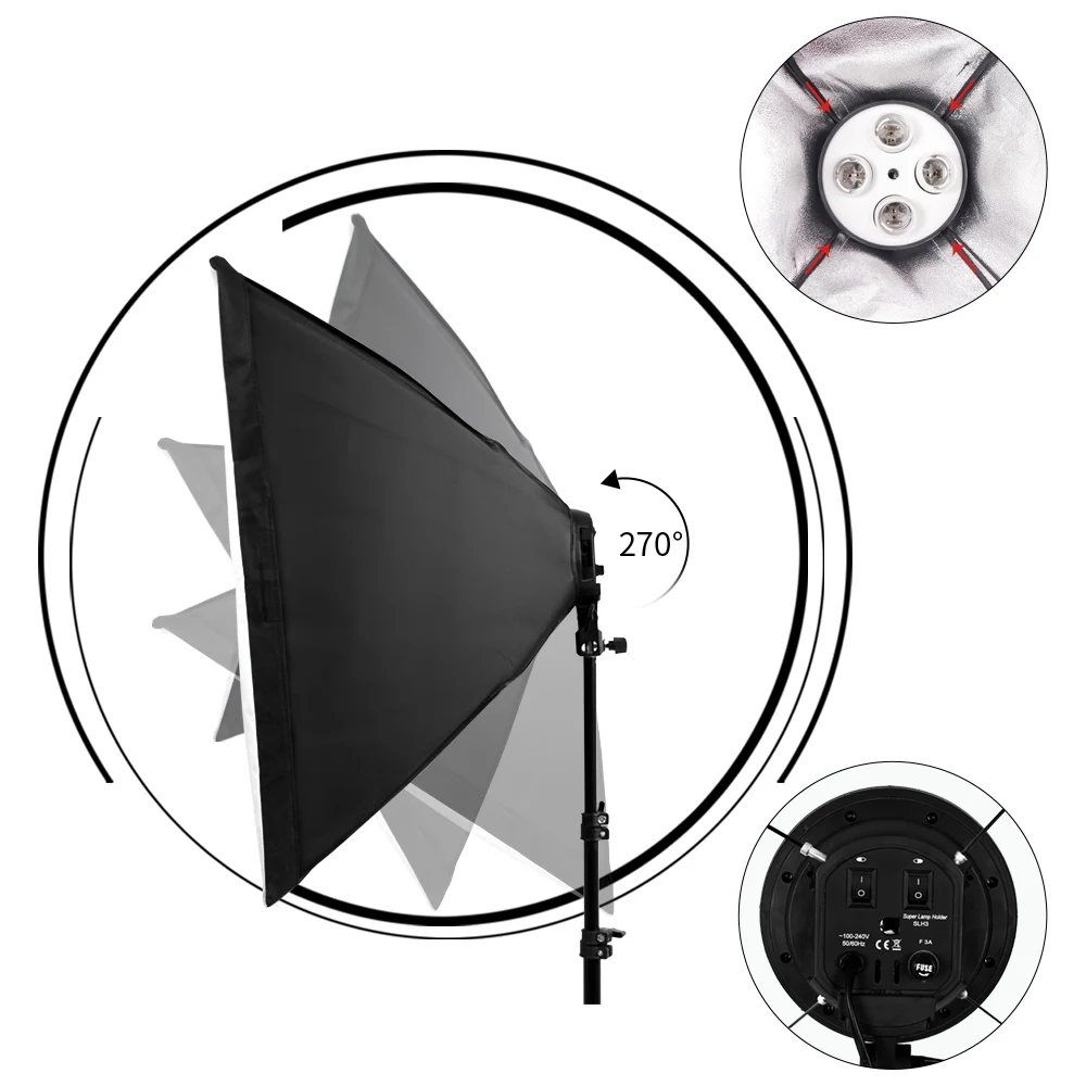 Fotografia Acessórios para Suportes de Lâmpada Softbox Uso no Estúdio de Fotografia Kit de Iluminação Contínua com 2m Tripé Fotográfico - Image 4