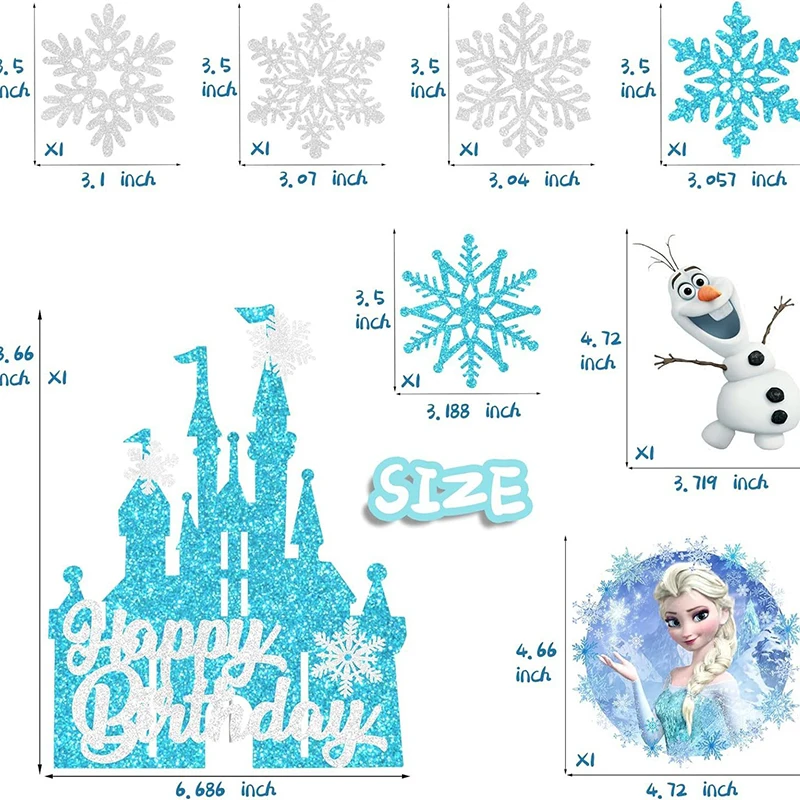 Disney Princess Frozen Theme Cake Topper 8Pcs Kids Girls Birthday Party Supplies Baby Shower Gift cake topper