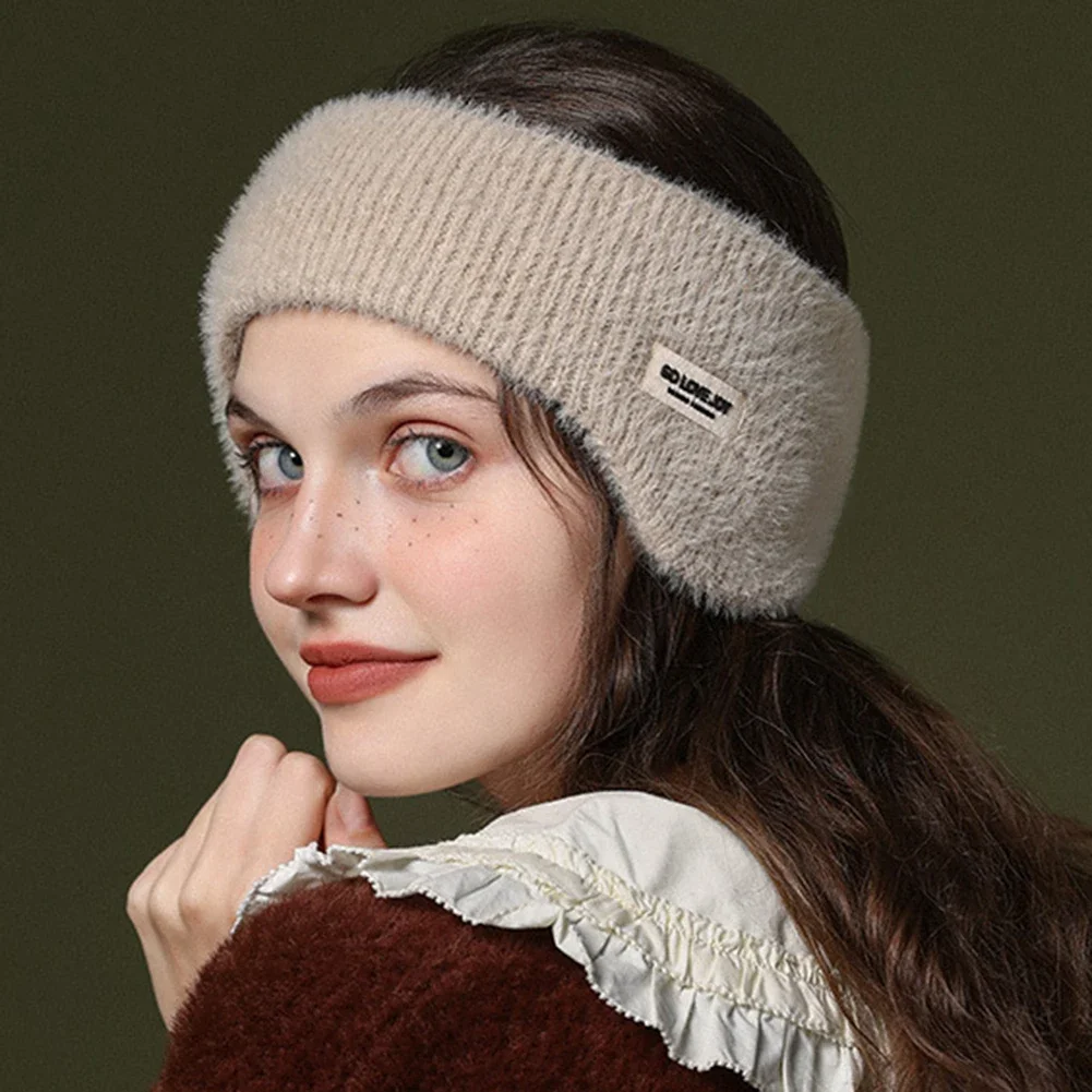 Winter Warm Knitted Earmuffs Windproof Thick Plush Ear Protection Cycling Headband Men Women Outdoor Running Thermal Ear Flaps