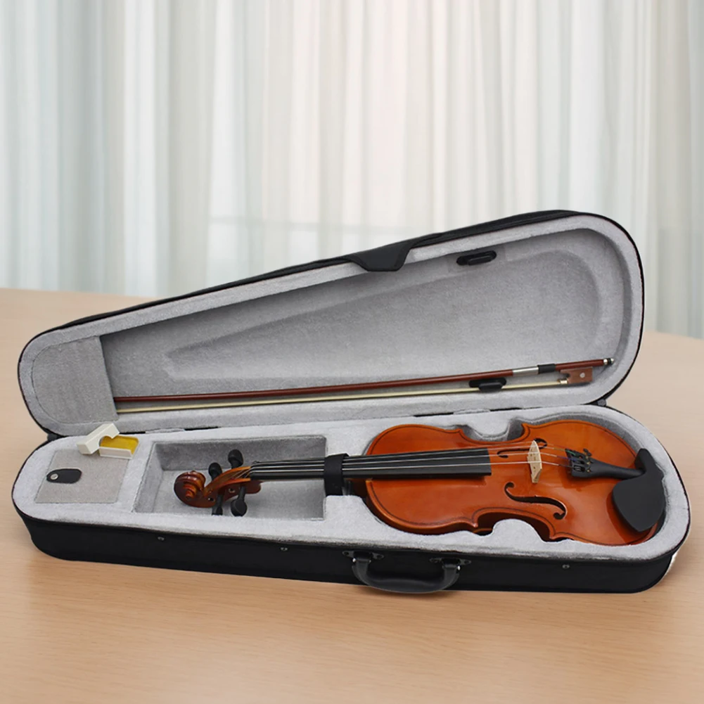 Violin 4/4 Full Set With Case Full Size Solid Wood Violin Set Extra String Rosin Tuner For Kid Adult Student Stringed Instrument