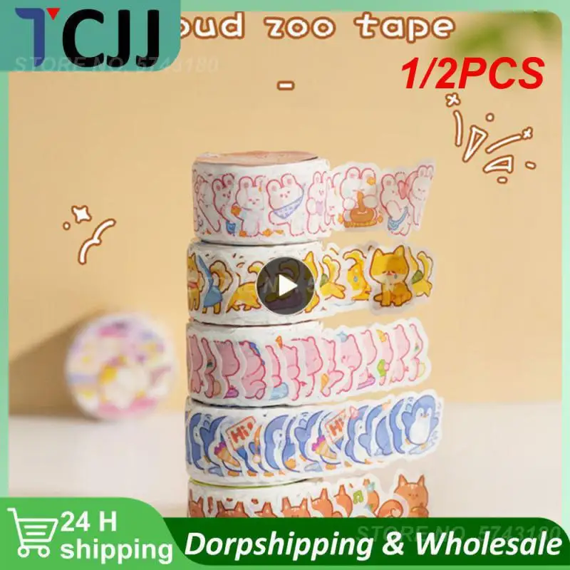 

1/2PCS Roll Washi Paper Kawaii Cartoon Animal Washi Masking Tapes for Scrapbooking Crafts Material Decoration