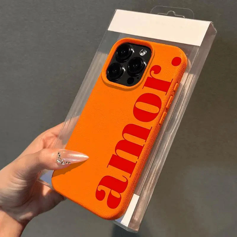 Elegant Red Artistic Letter Pattern Shockproof Phone Case - Soft Protective Cover